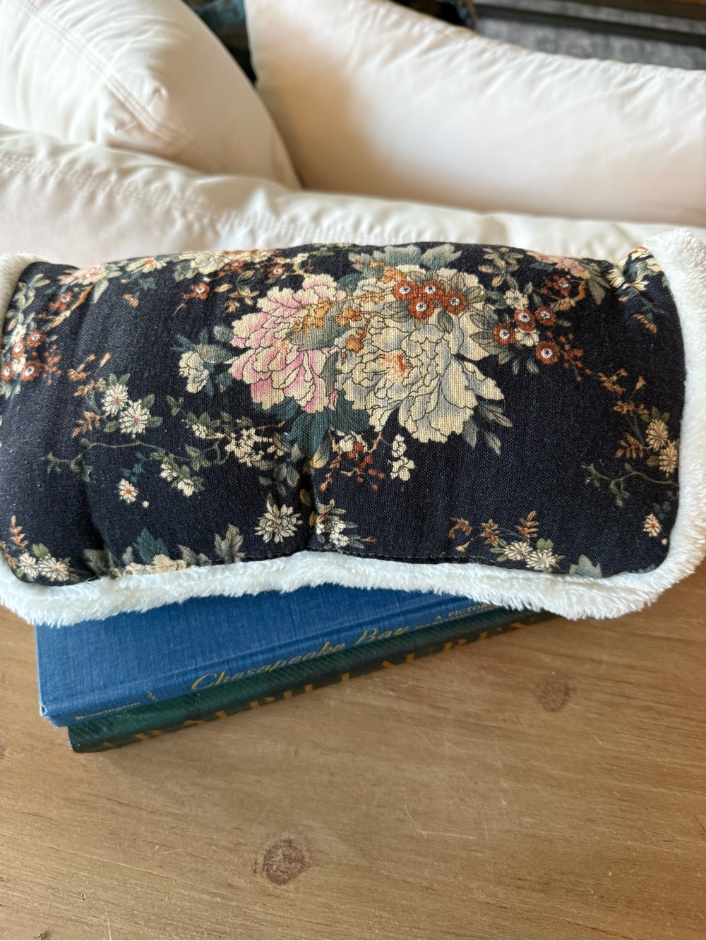Floral Hand Warmer Muff Plush Lined Cottage Winter Accessory